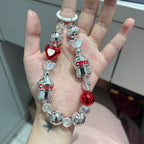 Metal Dual Color Heart Acrylic Beads 15mm Shiny Hollow 50pcs 3