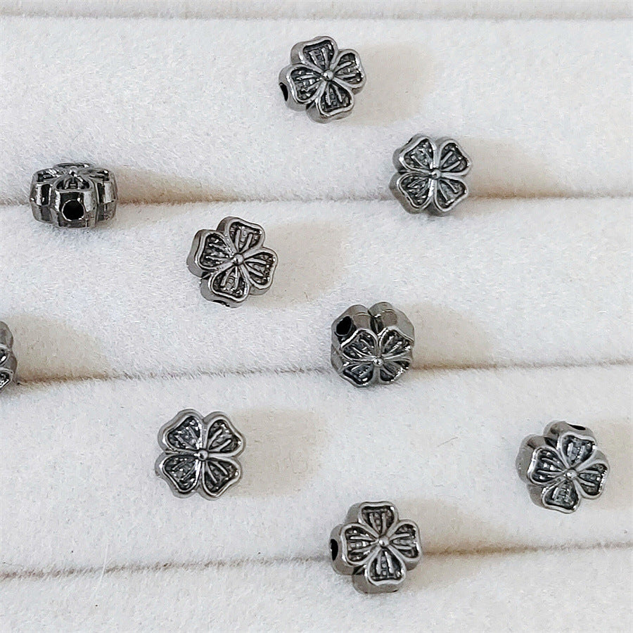 Alloy Clover Tassel Spacer Beads 6mm Tibetan Alloy 100pcs 6