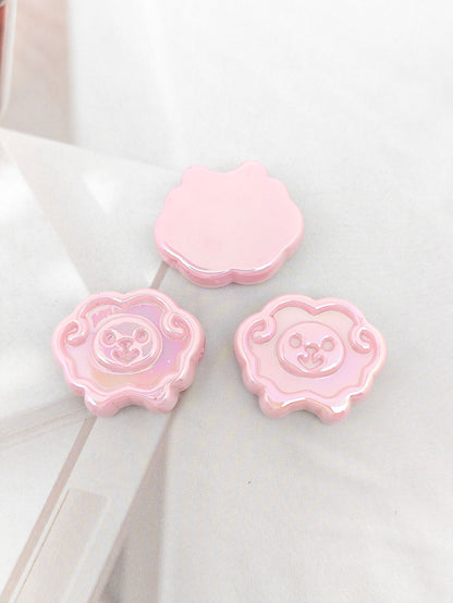 UV Plating Tiny Sheep Acrylic Flat Beads 24mm Glossy Face 50pcs 8