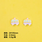 Plating Sunflower and Bus Resin Beads Glossy Multicolor 10pcs 6