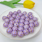 Round Acrylic Beads 16mm Gilded Plaid Pattern Glossy 50pcs 13