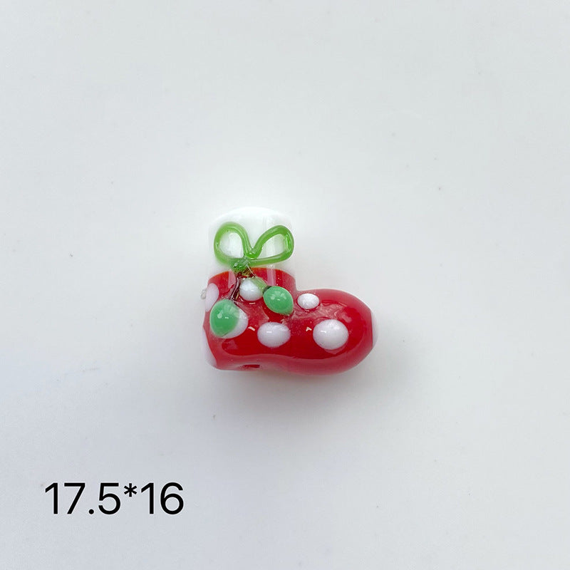 Hand Painted 3D Christmas Lampwork Glass Beads Snowman Santa Motifs 1pc 13