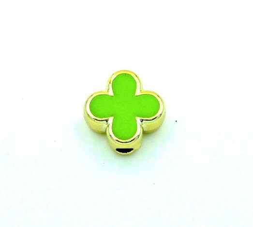Clover Enamel CCB Plastic Acrylic Beads 30mm Glossy Gold Outline 50pcs 8