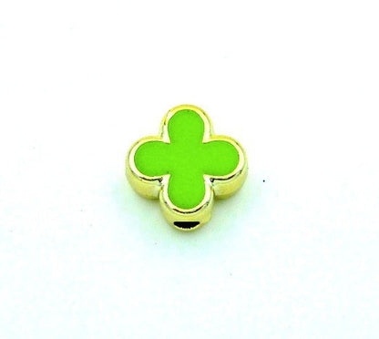 Clover Enamel CCB Plastic Acrylic Beads 30mm Glossy Gold Outline 50pcs 8