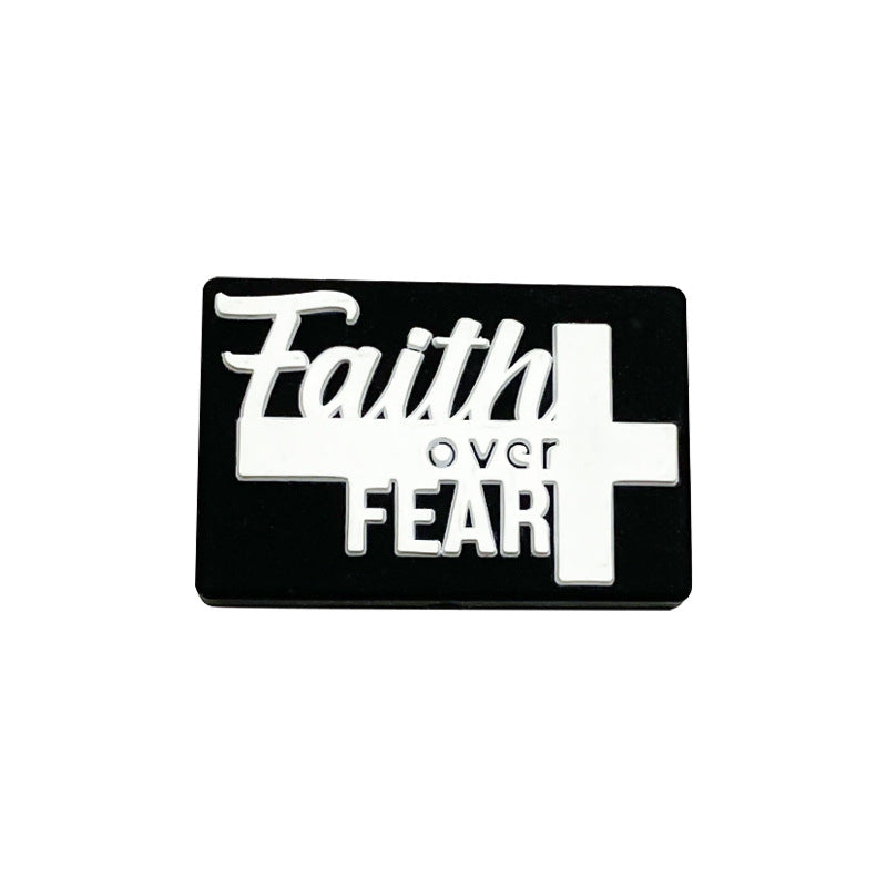 Silicone Focal Beads Faith Faith Over Fear Rectangular Block Shape 20pcs 9