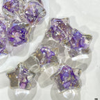 Clear Floral Star Resin Beads 22mm Translucent with Gold Flakes 10pcs 5