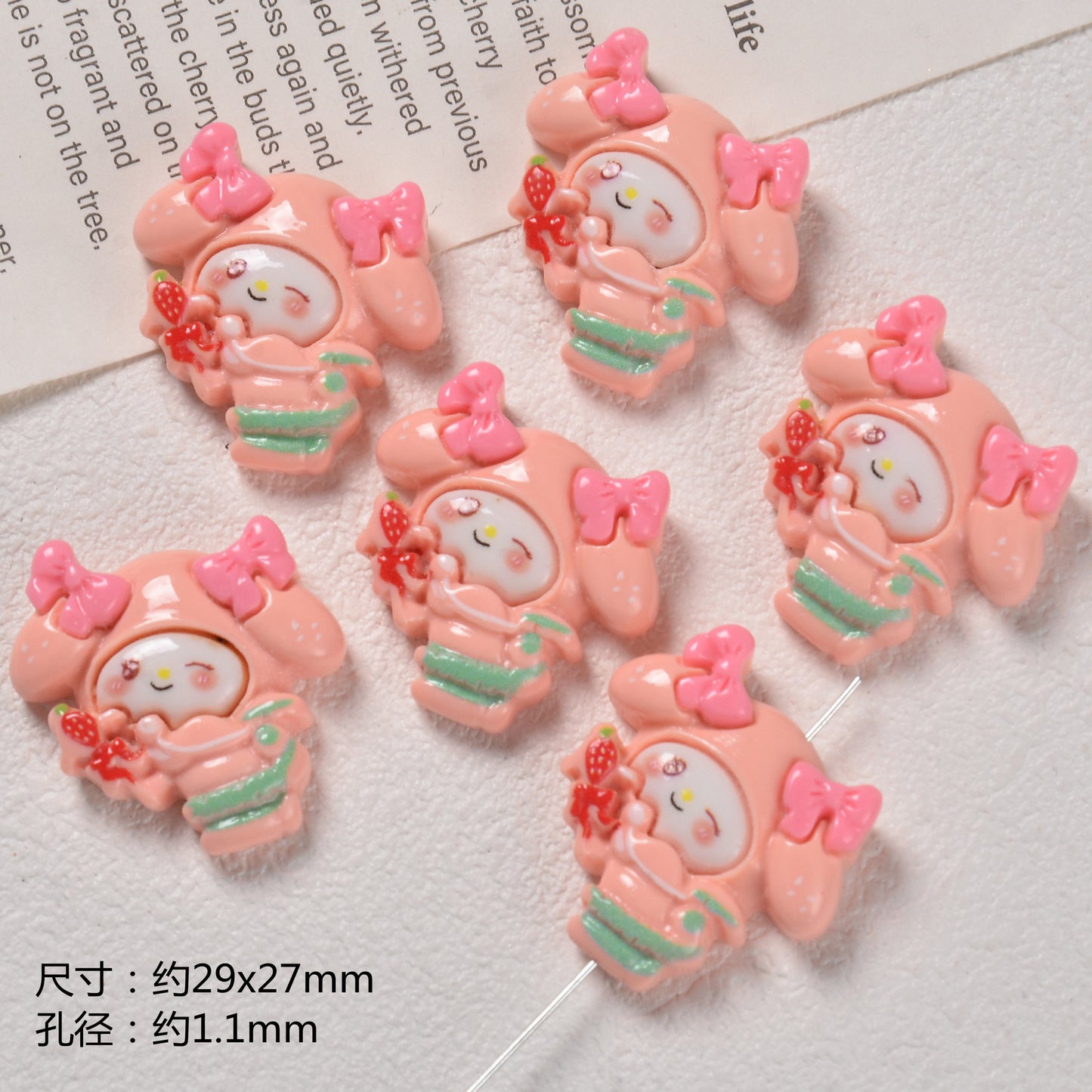 3D Enamel Character Resin Beads Glossy Pastel 2pcs 11