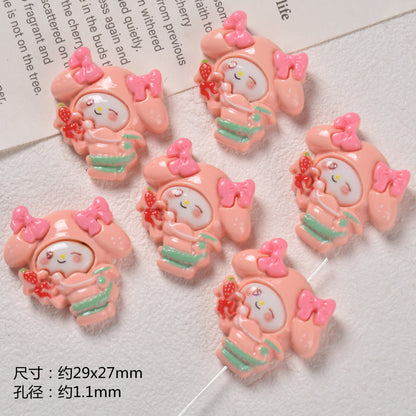 3D Enamel Character Resin Beads Glossy Pastel 2pcs 11