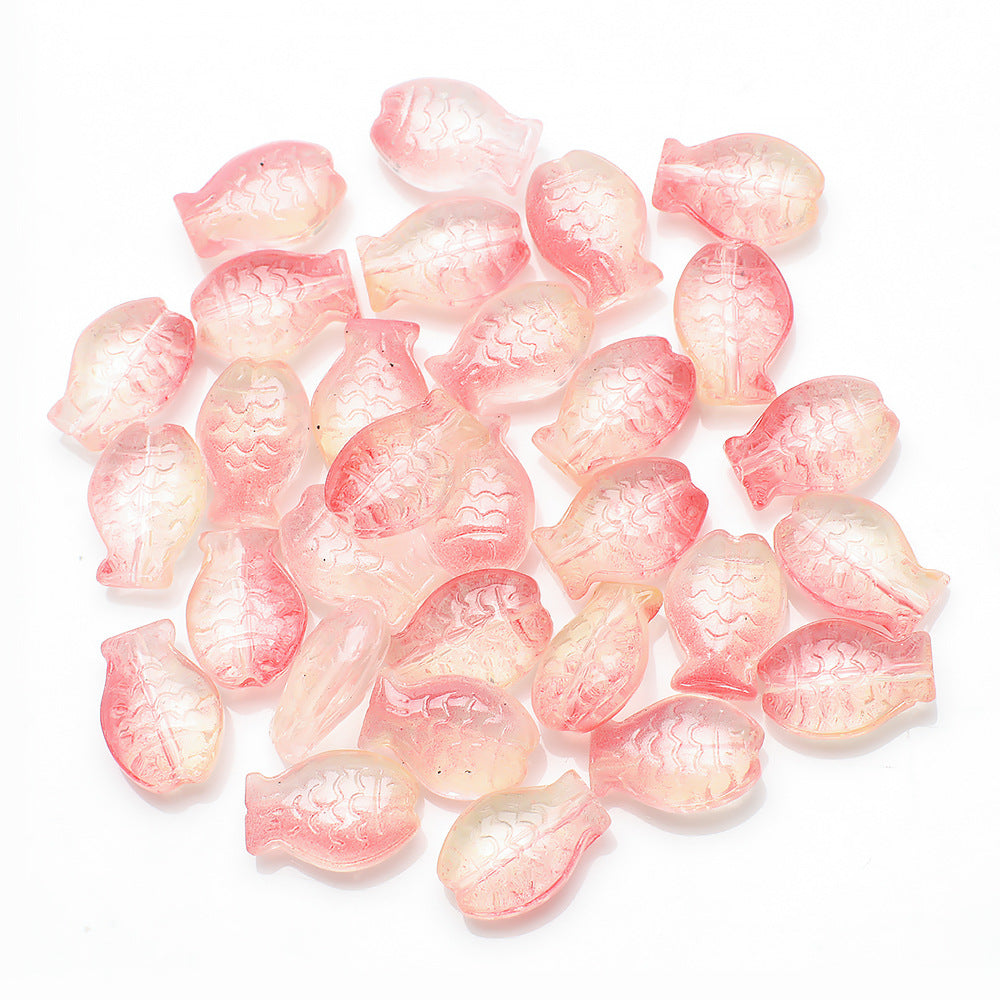 Electroplated Small Fish Glass Beads 10x14mm Translucent 30pcs 24