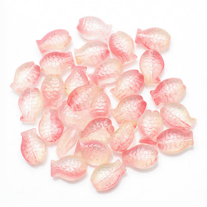 Electroplated Small Fish Glass Beads 10x14mm Translucent 30pcs 24