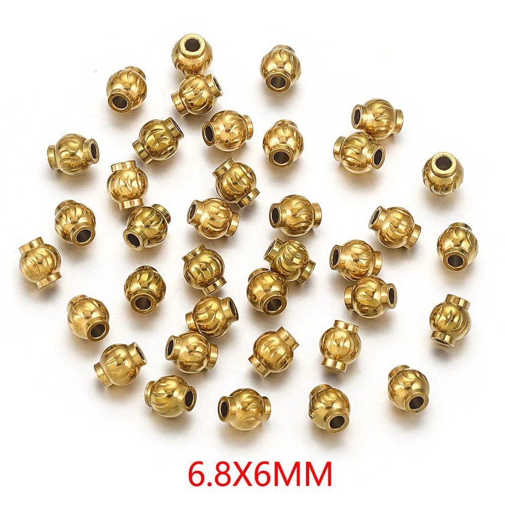 Stainless Steel Lantern Crimp Metal Beads 4/5/6mm Mixed Finish 20pcs 10