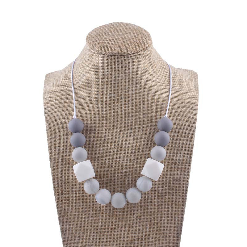 Silicone Beaded Keychain Necklace Matte Marble Hexagon Beads 4