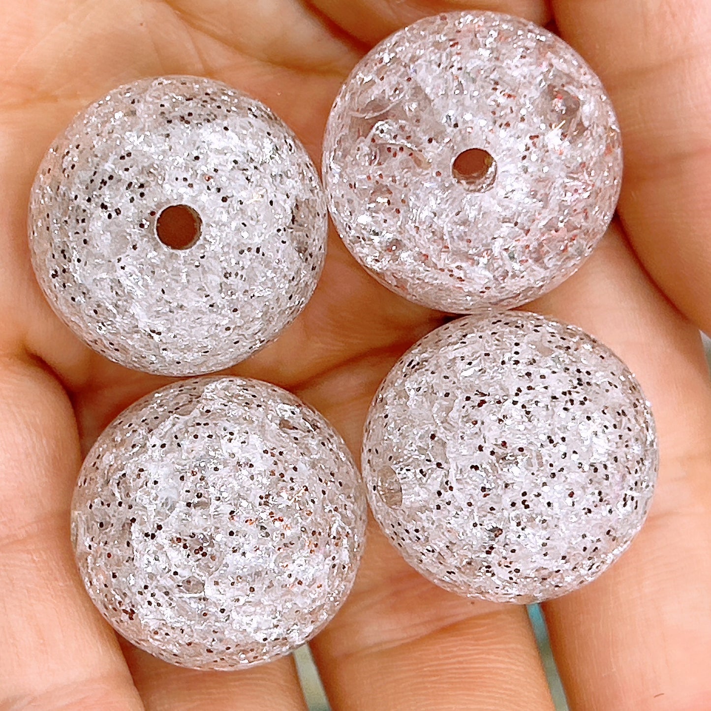 Glitter Bubblegum Beads 25mm Crackled Chunky Acrylic 50pcs 6