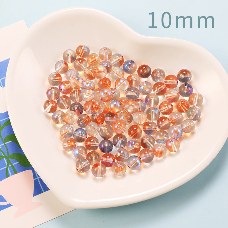 Transparent Double Color Glass Beads 10mm Glossy Shimmer 10pcs 8