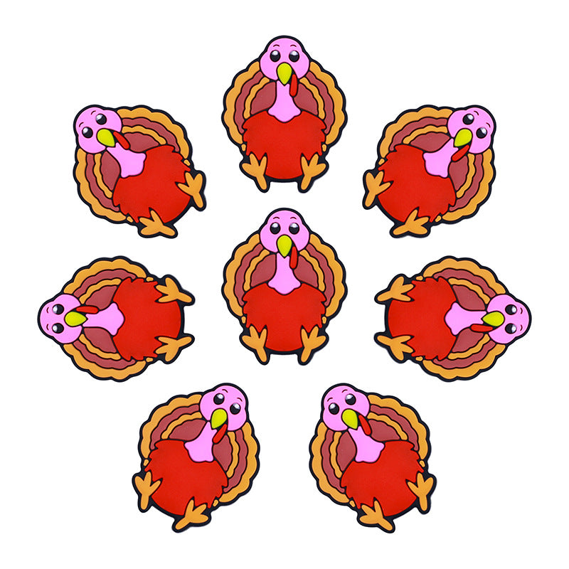 Silicone Focal Beads Thanksgiving Turkey Smiling Face 20pcs