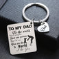 Father's Day Gift Stainless Steel Engraved Heart Charm Keychain 7
