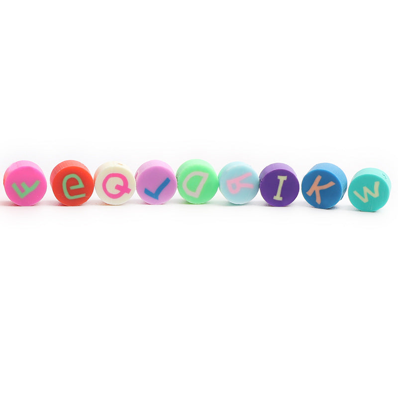 Letter Flat Clay Beads 10mm Colorful Mixed 100pcs 4