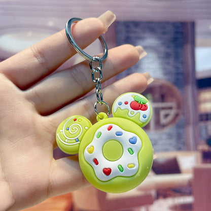 Cartoon Donut Keychain PVC Pastel Colors Big Ears Design 8