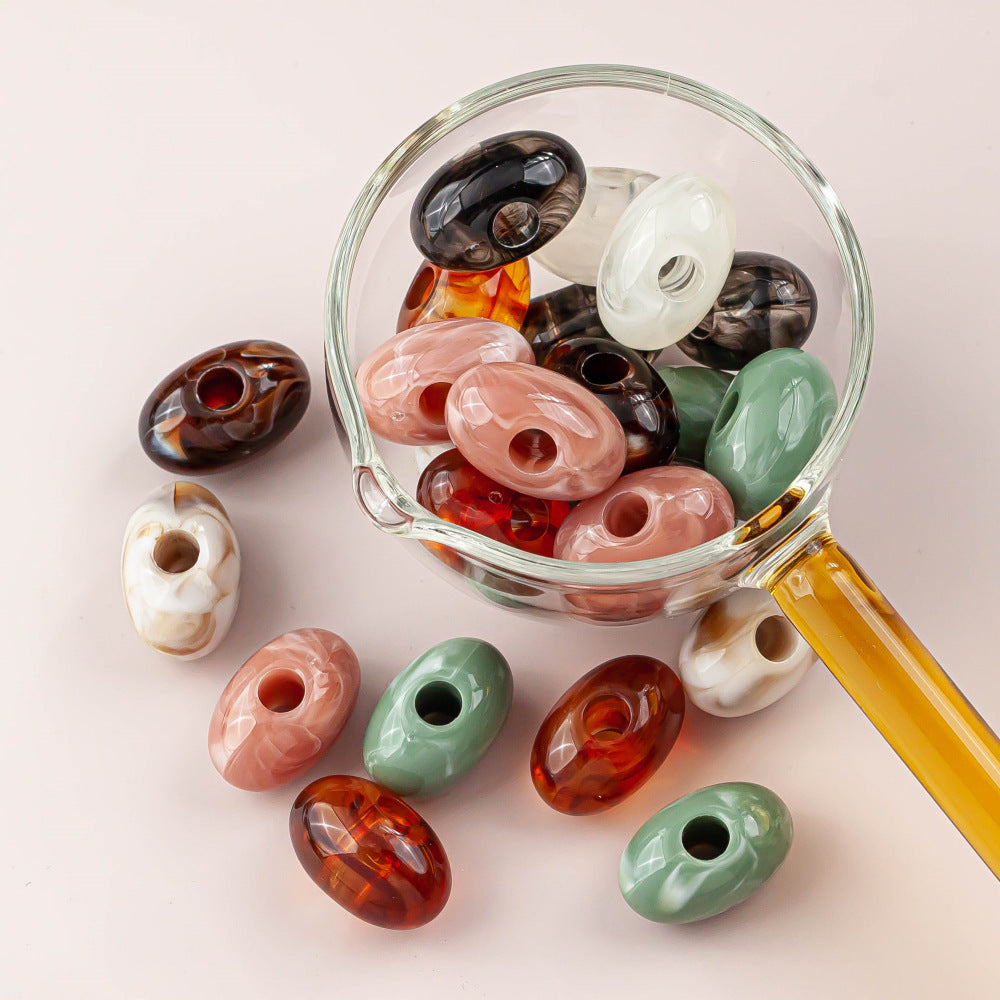 Marble Texture Oval Resin Beads 20mm Glossy Mixed Colors 20pcs 4