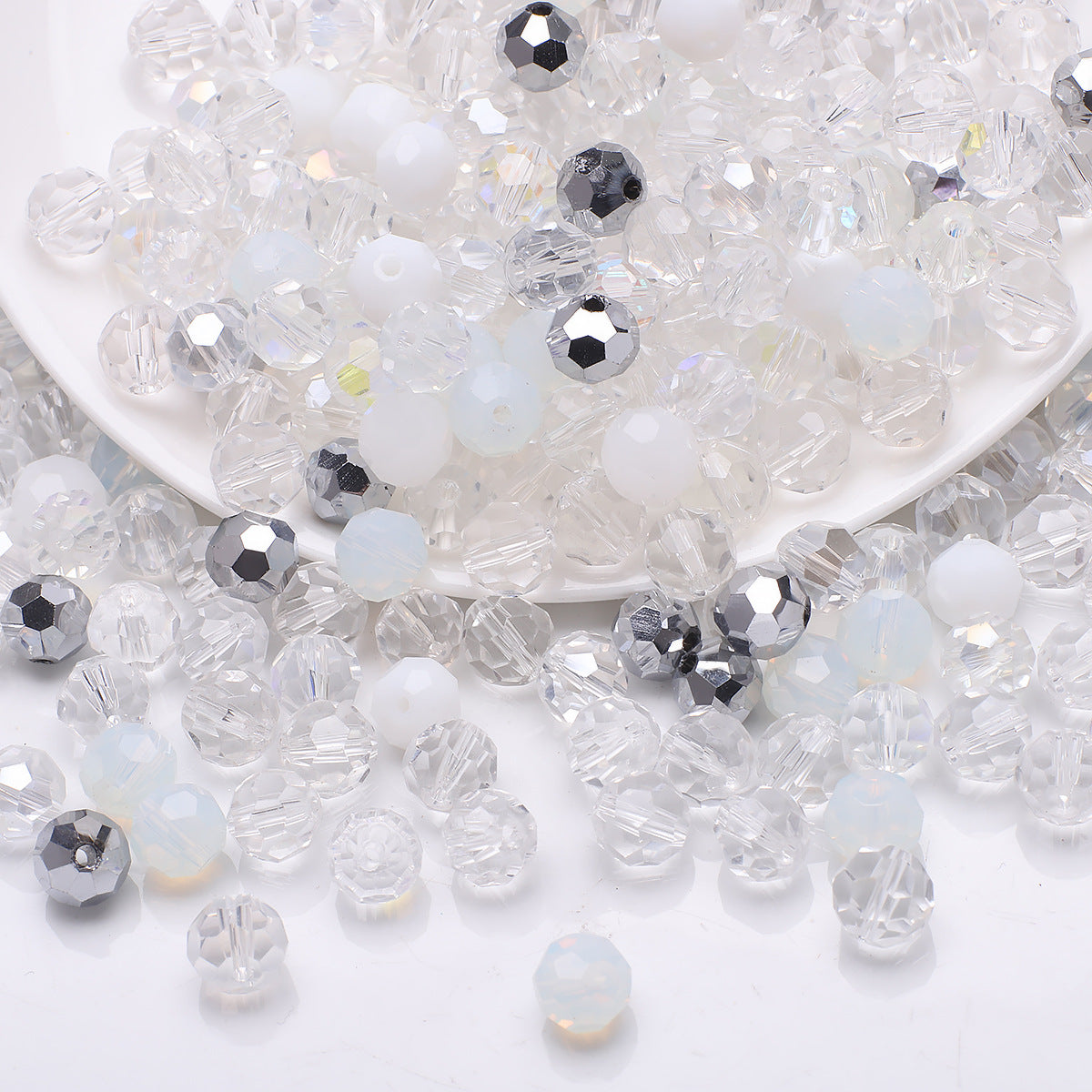 Faceted Football Glass Beads 8mm Electroplated Multicolor 50pcs 5