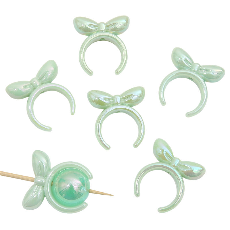 Painted Bow Tie Acrylic Beads 25x27mm Glossy Colors 8pcs 13