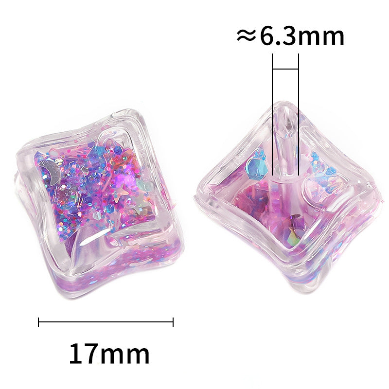 Transparent Square Acrylic Beads 17mm Liquid Sand Glitter 25pcs 3