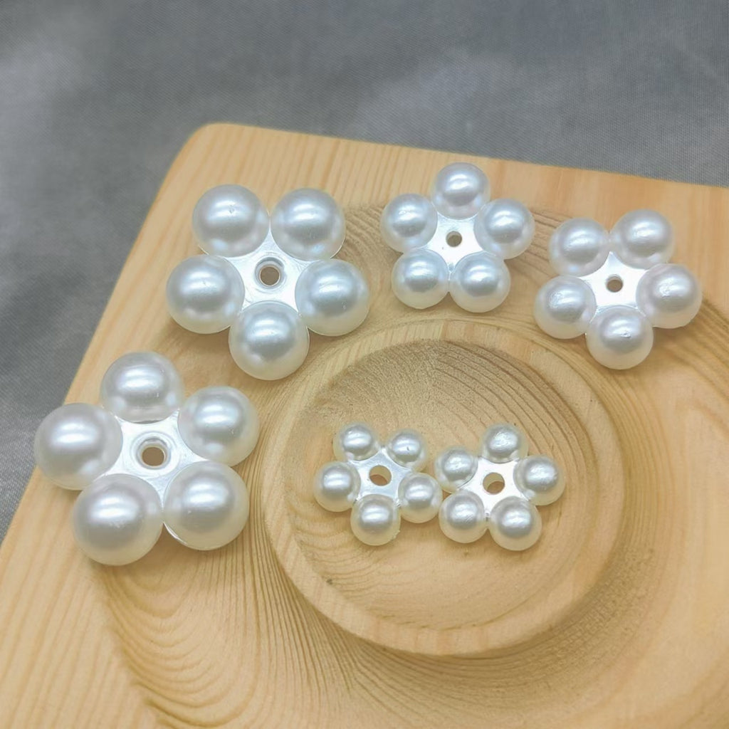 Flat Snowflake Acrylic Beads 15-25mm Pearly White ABS Plastic 100pcs 4