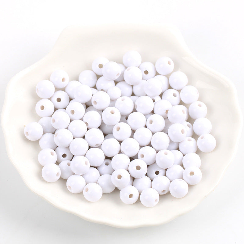 Solid Color Round Acrylic Beads 6mm Glossy Finish 600pcs 6