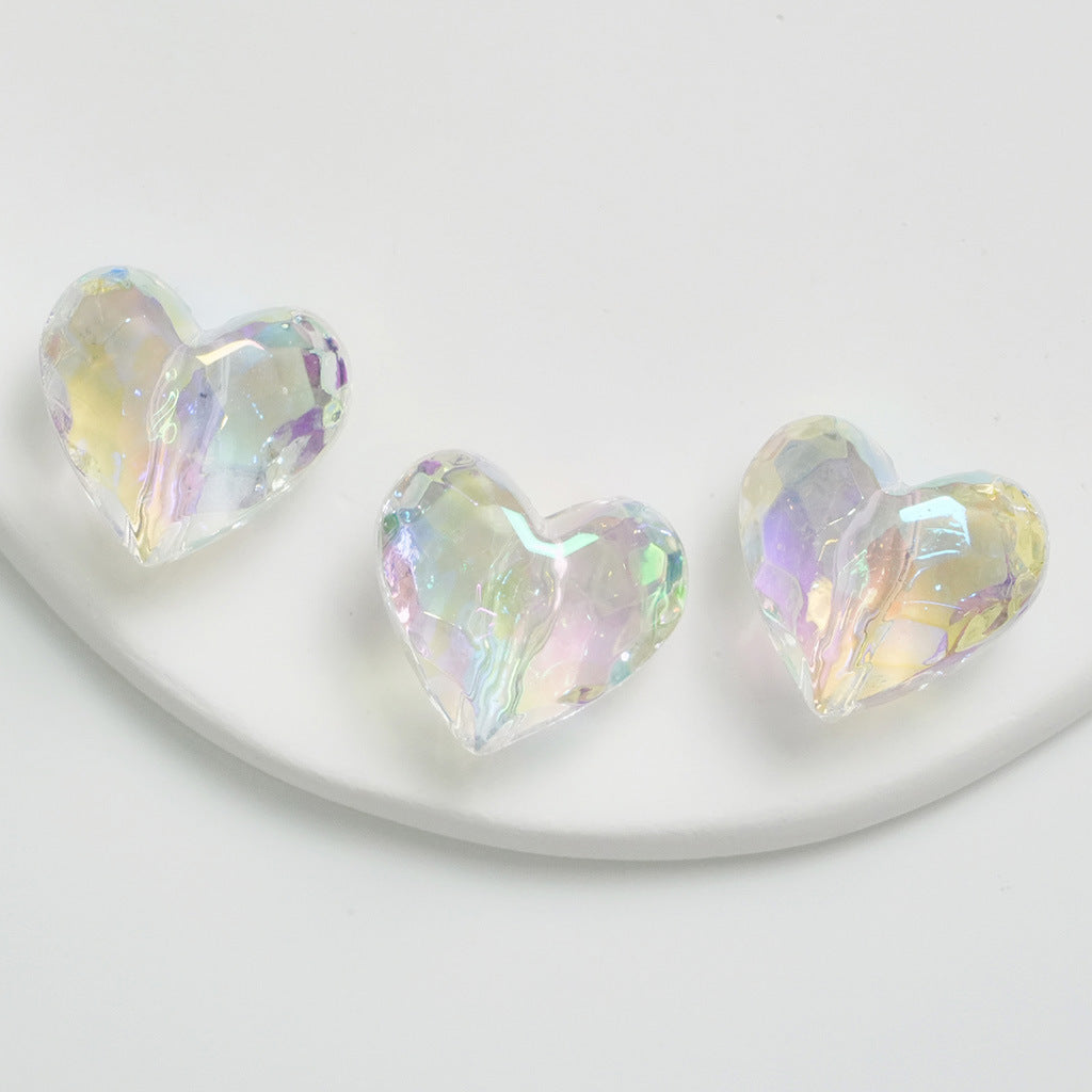 Transparent UV Plating Faceted Pentagram Love Acrylic Beads 19-20mm 50pcs 14