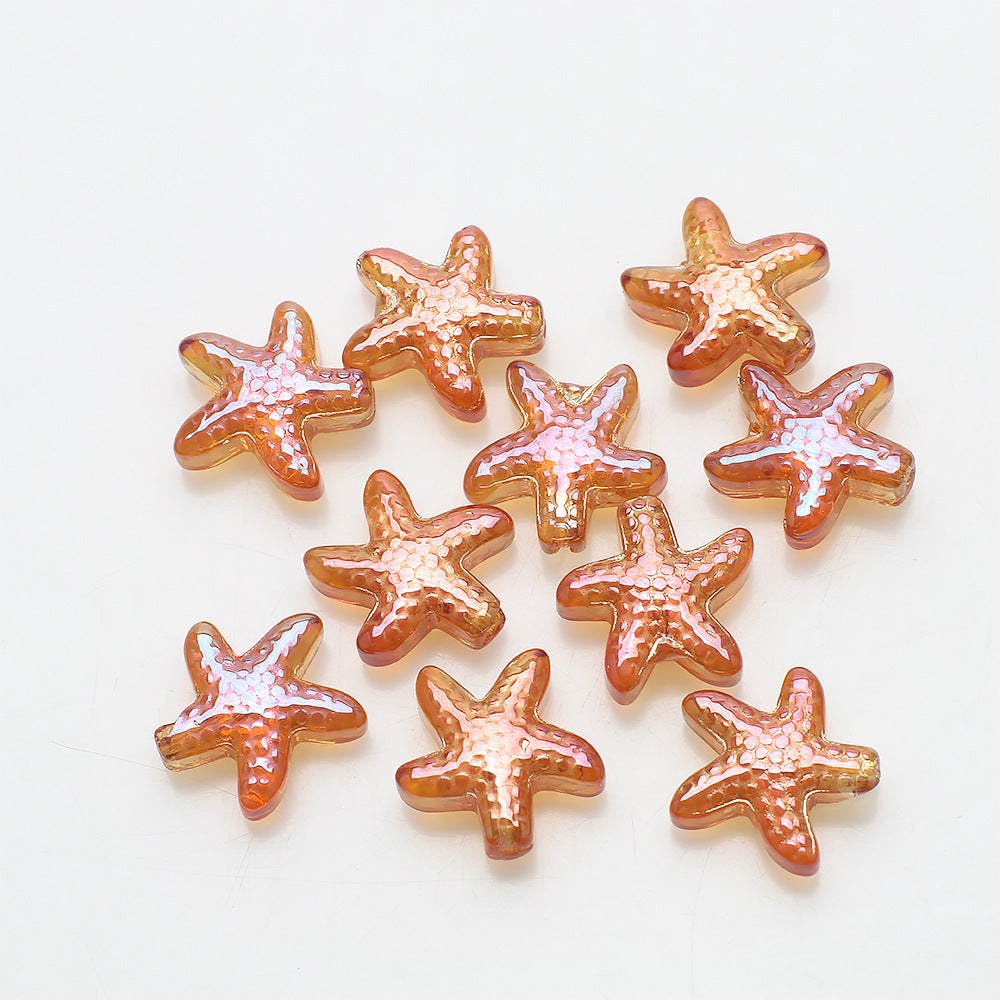 Electroplated Starfish Glass Beads 13-14mm Transparent 30pcs 10