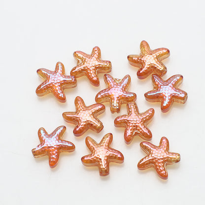 Electroplated Starfish Glass Beads 13-14mm Transparent 30pcs 10