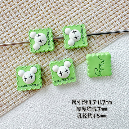 Strawberry and Mouse Metal Beads 13mm Pastel Painted Cookie Design 10pcs 19
