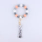 Leopard Print Silicone Bead Tassel Wristlet Keychain 8