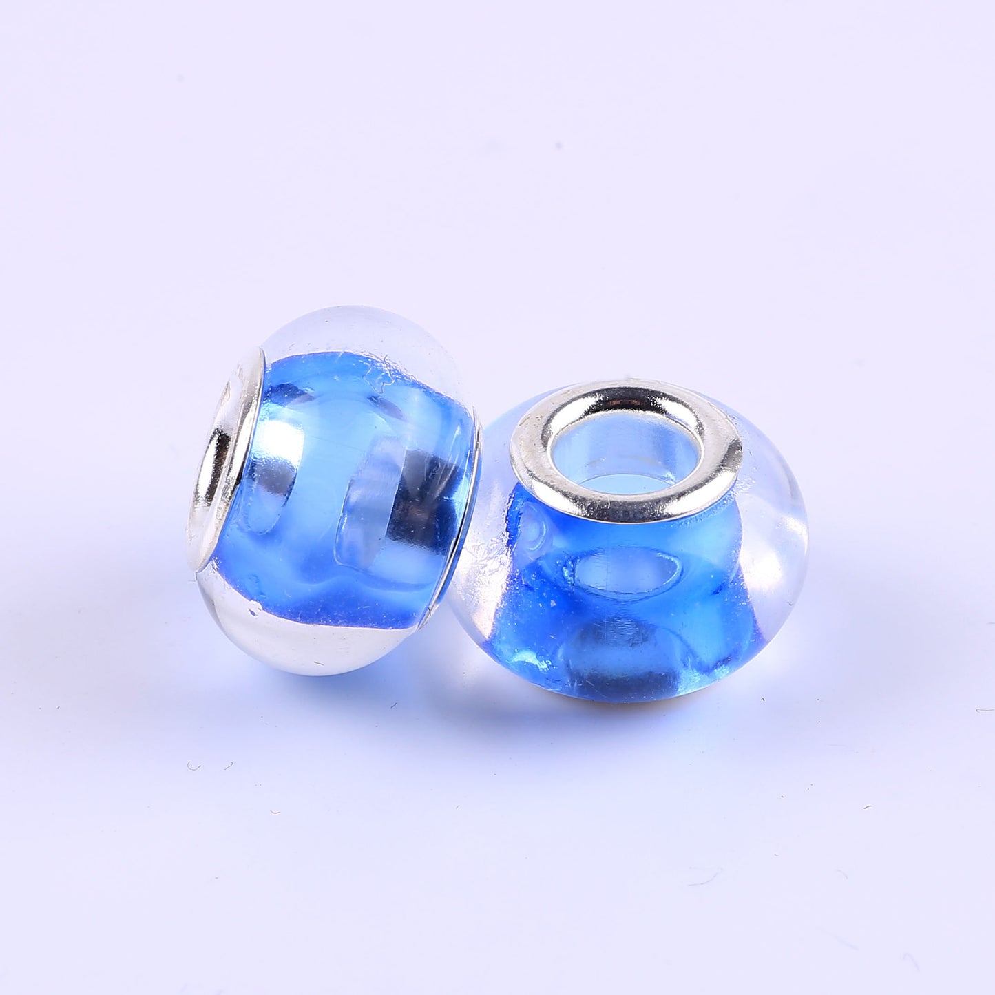 Acrylic Spacer Beads 14mm Glossy Transparent Dyed Core 100pcs 14