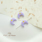 Cat Strawberry Moon Metal Beads Purple Tone Baking Painted 10pcs 15