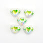 UV Plating Heart Acrylic Beads 17mm Two-Color ECG Pattern 50pcs 11