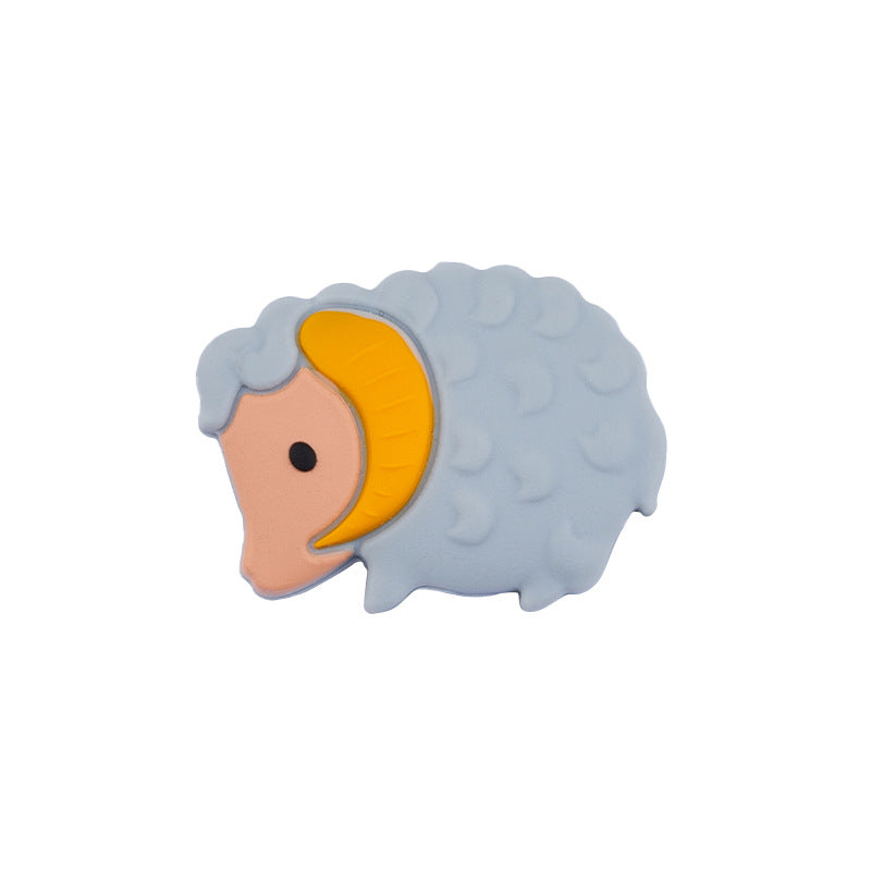 Silicone Focal Beads Little Sheep Golden Horns Side Profile 10pcs 7
