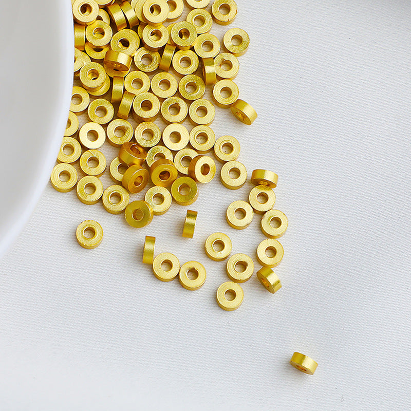 Brass Cylindrical Spacer Beads 4-8mm Matte Golden 50pcs