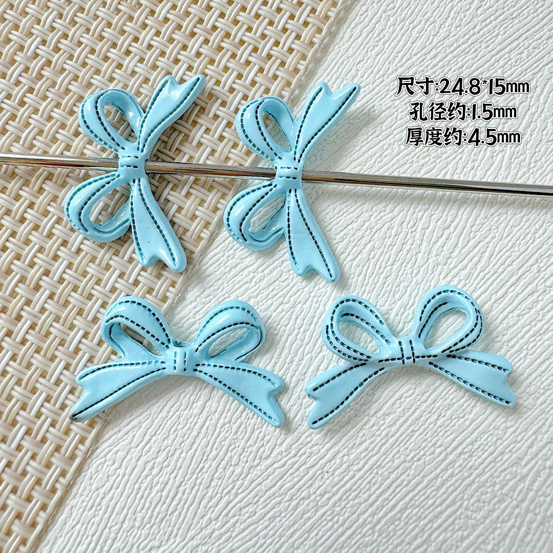 Bow Metal Beads 24mm Painted Lace Pastel Colors 20pcs 8