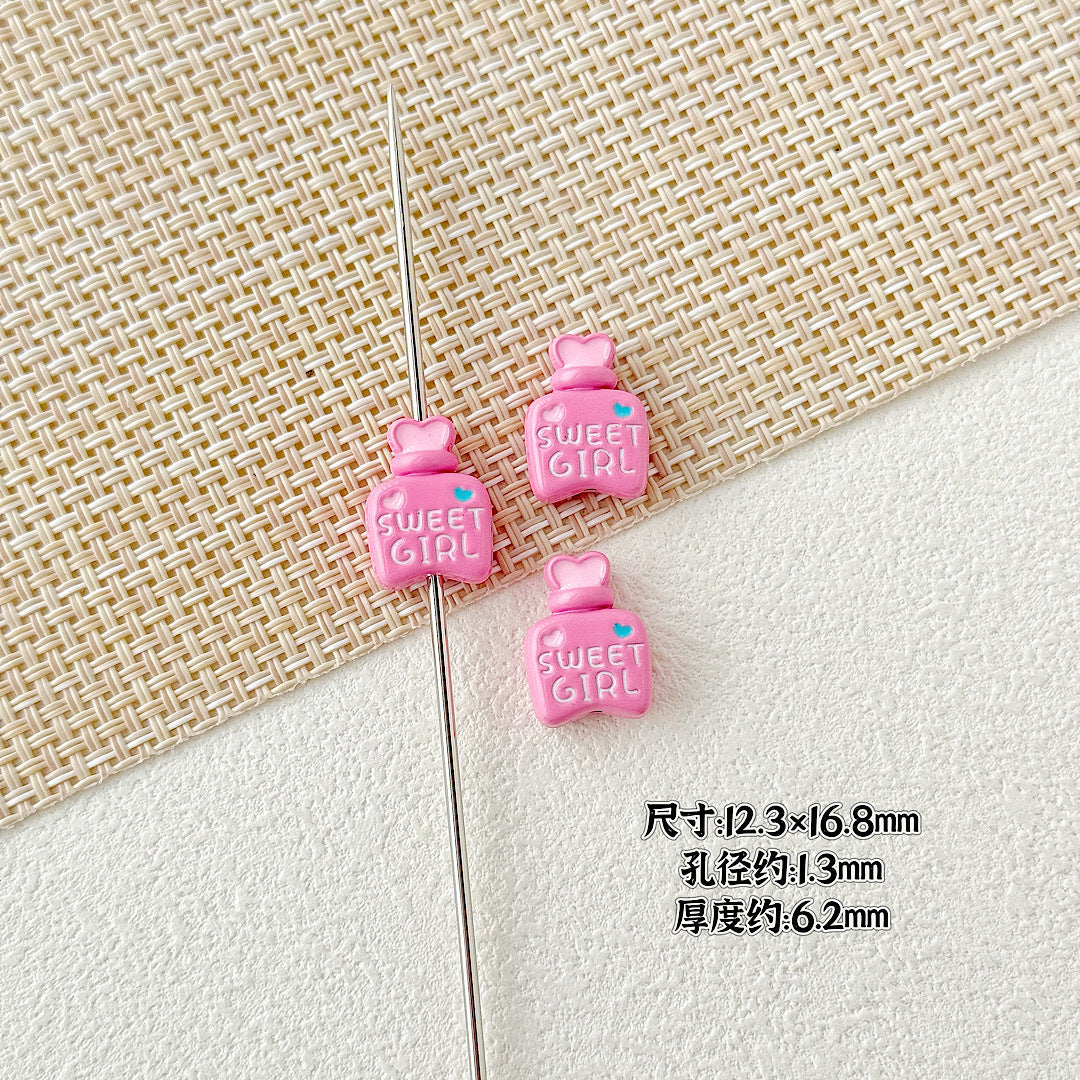 Double Sided Heart and Perfume Bottle Metal Beads 13/16mm Painted Alloy 10pcs 20