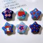 Denim Blue Star Acrylic Beads 26mm Glossy Red Accents 10pcs 3