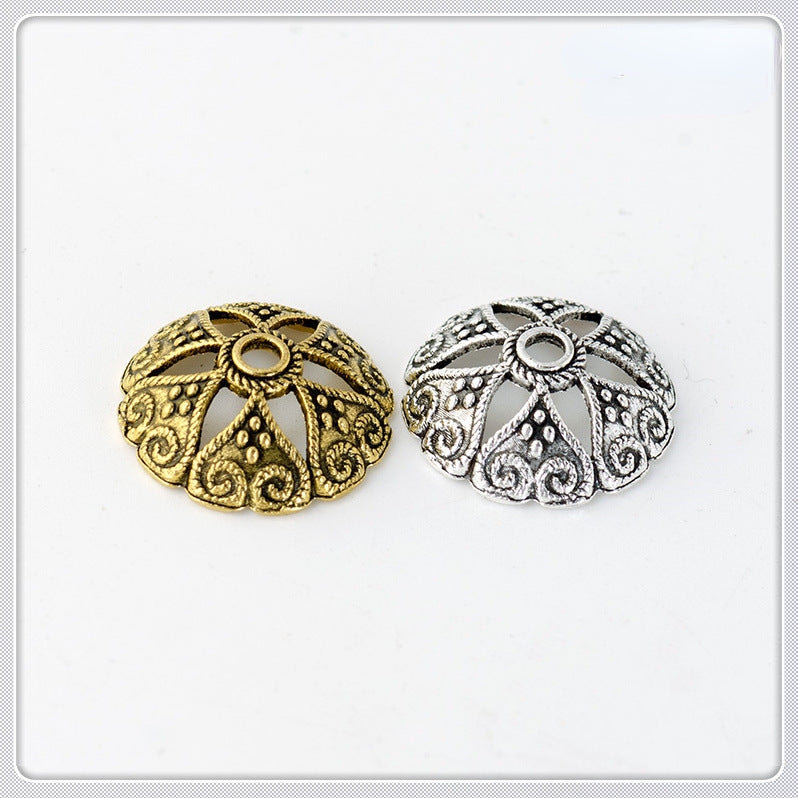 Alloy Bowl-Shaped Bead Caps Six-Petal Antique Style 100pcs