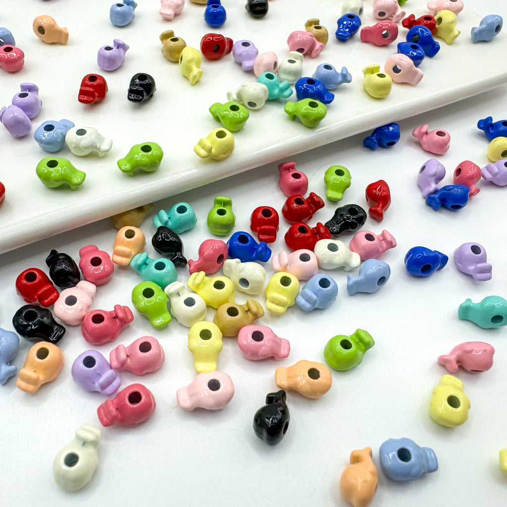 Whale Metal Beads 8mm Baking Painted Colorful 50pcs