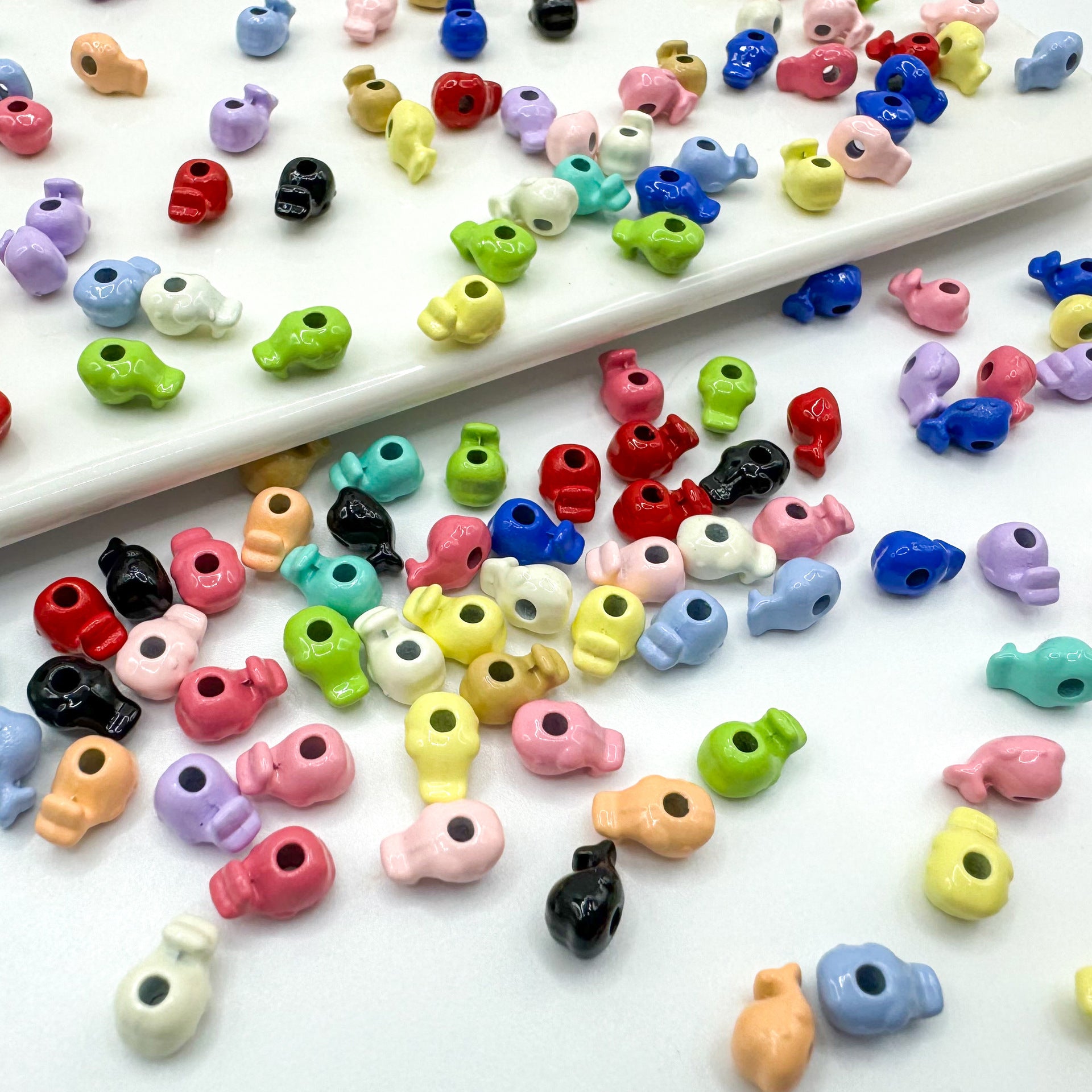Whale Metal Beads 8mm Baking Painted Colorful 50pcs