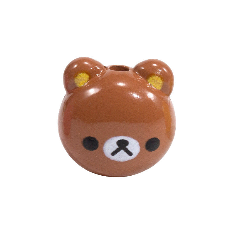 Cartoon Character Bear Head Acrylic Beads 17mm Colorful 10pcs 27