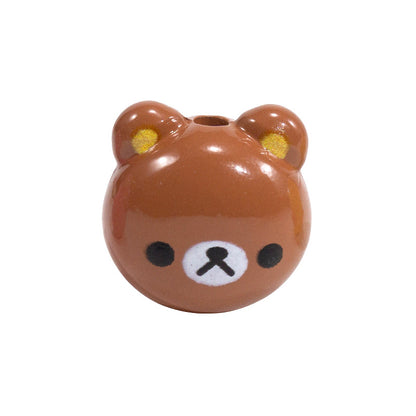 Cartoon Character Bear Head Acrylic Beads 17mm Colorful 10pcs 27