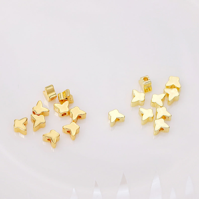Brass Flat Metal Beads Gold Tone Butterfly Star Heart Circle 50pcs 3