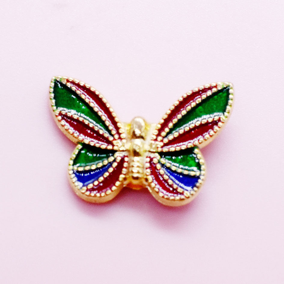 Tassel Butterfly Metal Beads 20mm Enamel Painted Zinc Alloy 20pcs 15