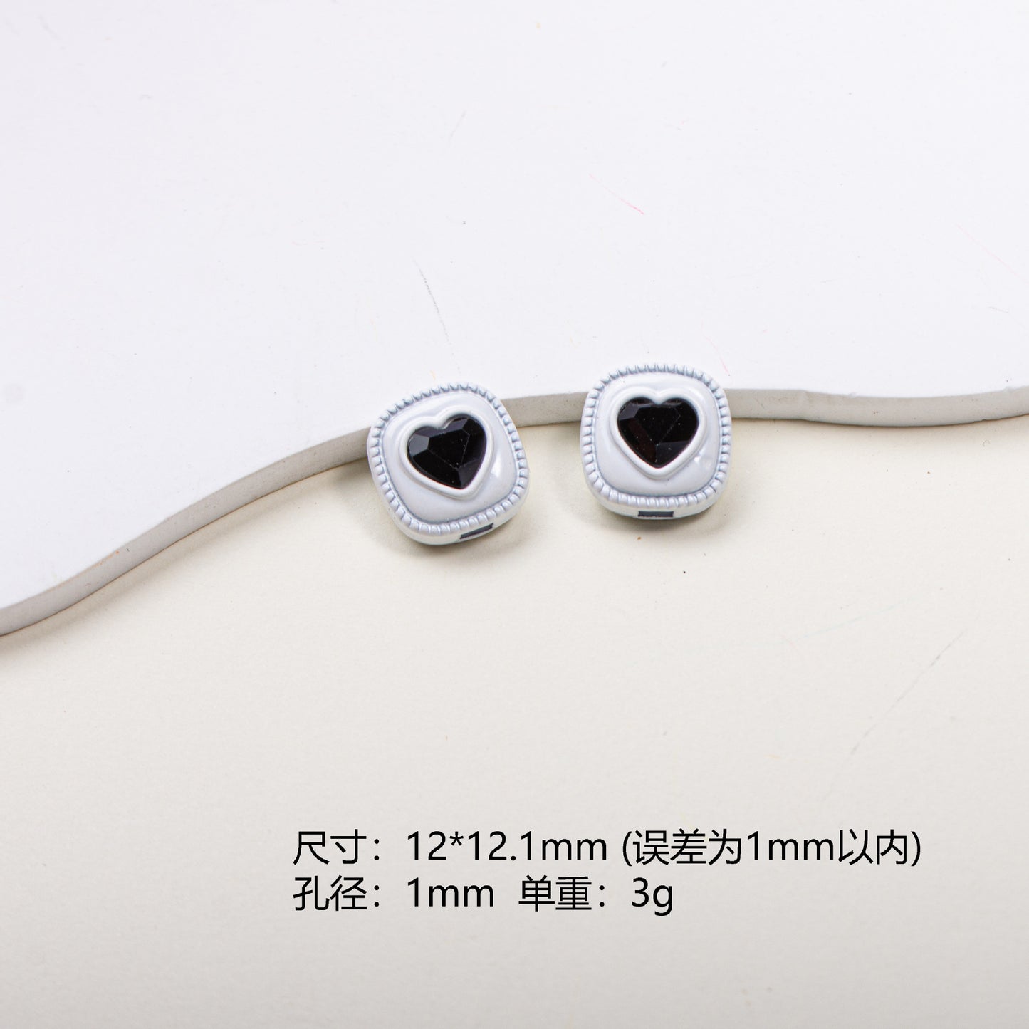 Painted Alloy Metal Beads Black and White Enamel Baking Style 10pcs 15