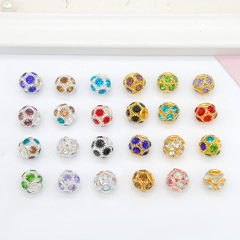 Metal Rhinestone Hollow Spacer Beads 8mm 50pcs 2